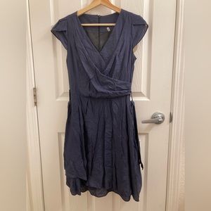 Korean brand navy blue silk & rayon goddess dress